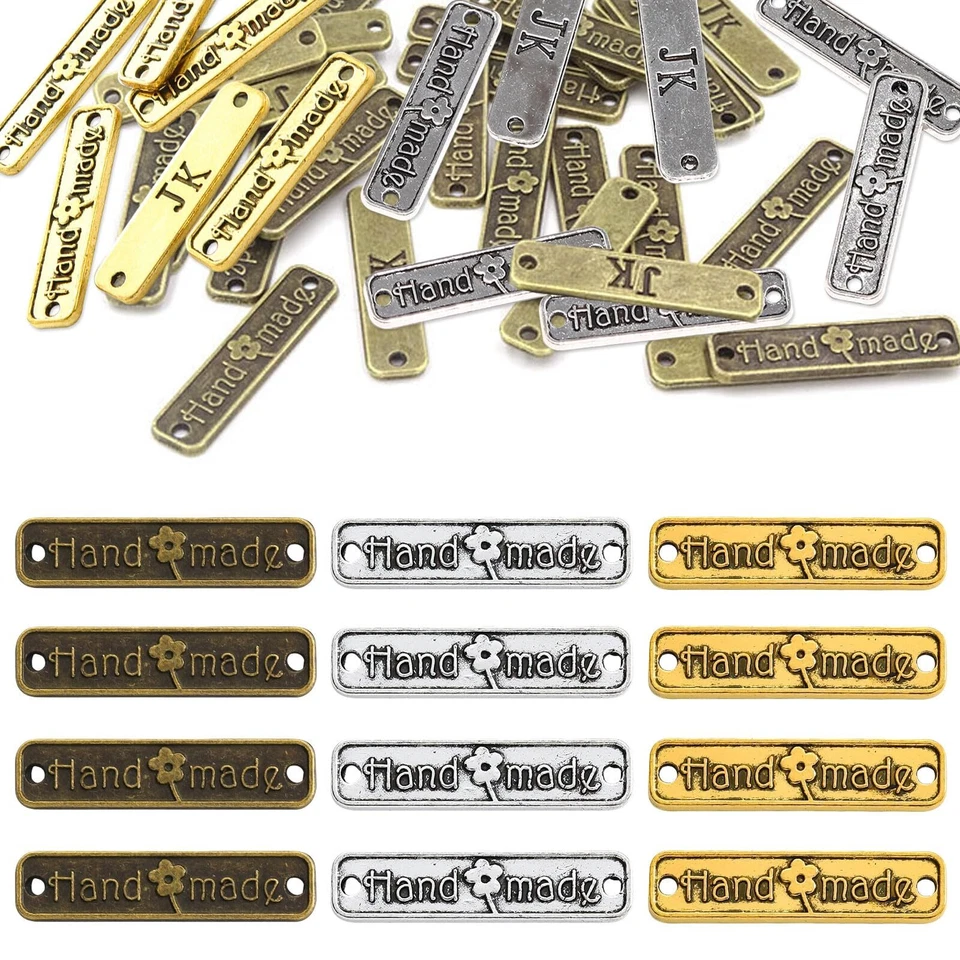 Handmade Label Metall 150 Stück Retro Handmade Tag Label Handmade Knöpfe Meta... - Bild 1 von 4