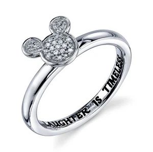 DISNEY© STERLING GENUINE DIAMOND LAUGHTER IS TIMELESS' RING 6 MICKEY #disney - Picture 1 of 4