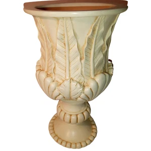 Vintage Decorative Pedestal Urn Planter with Leaf Design - Picture 1 of 8