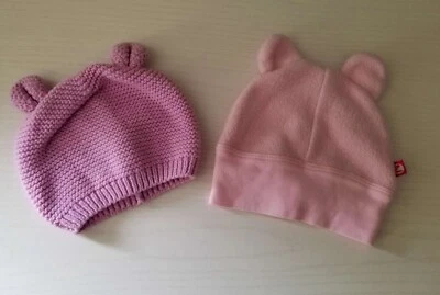 Juego de sombreros para bebés con orejas de oso Zutano Gap rosa púrpura 0-3 meses Foto 1 de 4