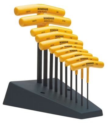 Bondhus Inch Hex Allen T-Handle Wrench Set 10pc 3/32"-3/8" w/Stand USA 13390