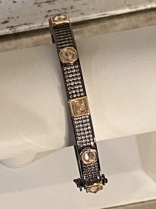 Park Lane BAUBLE Topaz CZs Hematite Goldtone Accent Pave CZ Hinged Bracelet - Picture 1 of 5