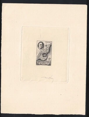 Mónaco FDR 1946 Roosevelt Scott 202 firmado por artista troquel a prueba de color Foto 1 de 2