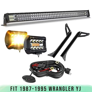 For 1987-95 Jeep Wrangler YJ 52" LED Light Bar Mounting Brackets + 4" LED Pods - Picture 1 of 8