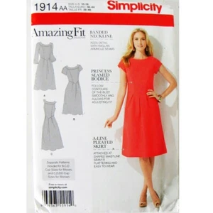 Vestido sin cortar Simplicity 1914 talla AA 10-18 Misses escote con bandas corpiño de princesa - Imagen 1 de 5