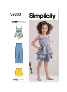 SIMPLICITY 9800 CHILDRENS TOP PANTS SHORTS Sewing Pattern Sizes 3-8 ys VERY EASY - Picture 1 of 7