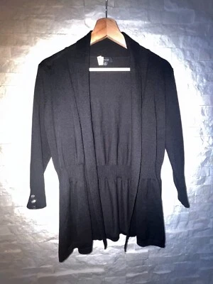 Usado en Excelente Condición VERVE AMI Frente Abierto Mangas 3/4 Falda Cárdigan Suéter Negro Mediano Foto 1 de 4
