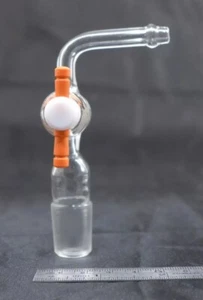 Flow Control Adapter 90°, PTFE stopcock, bottom ST 19/22 inner/male joint - Picture 1 of 8