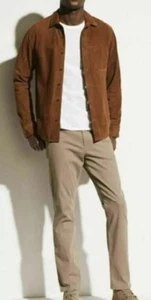 Men's Brown Color Suede Leather Shirt. Genuine Goatskin Suede leather Shirt XL. - Picture 1 of 5