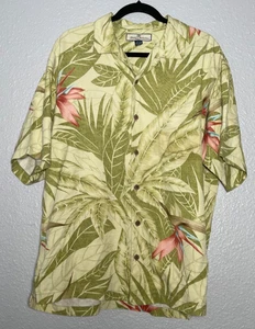 Camisa de seda Tommy Bahama para hombre mediana verde floral hawaiana tropical - Imagen 1 de 4