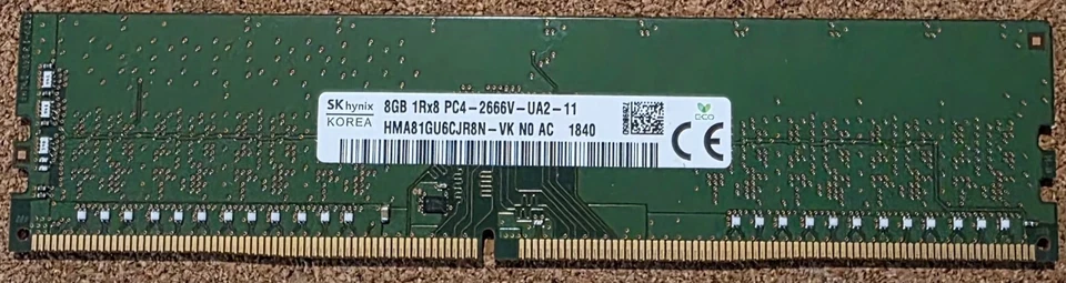 SK hynix 8GB DDR4 2666MHz Desktop RAM 1Rx8 PC4-2666V HMA81GU6CJR8N-VK 288Pin - Image 1 of 1