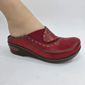 L'Artiste Spring Step Pantolette Damen Chino Rot Leder Clog Größe 8,5 EU 39 - Bild 1 von 13