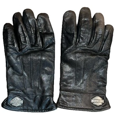 Harley-Davidson Men’s 2XL BLACK Leather RIDING Gloves CASHMERE LINING HD Logo 2X - Image 1 of 4
