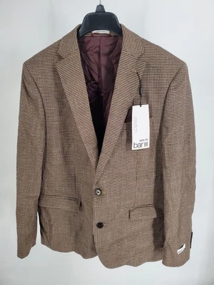 Chaqueta Blazer Bar III Para Hombres 42R Calce Ajustado Marrón Elastizado Cuadros Abrigo Deportivo Nuevo Foto 1 de 4