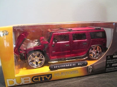 1:24 Hummer H2 rosso/rosso Dub City Kustoms Jada super raro - Immagine 1 di 3