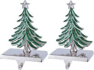 Juego de 2 soportes para medias de árbol de Navidad - percha para medias de árbol para abrigo - plateado - Imagen 1 de 12