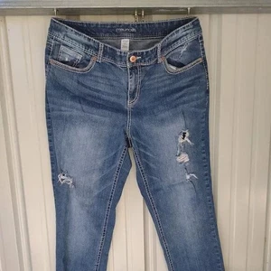 Sz 18 Maurices Blue Jeans Women's Straight Leg Denim Pants Wide Stitch Stressed - Picture 1 of 8