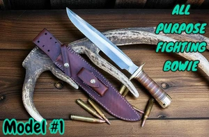 Bowie de lucha multiusos de acero D-2 hecho a mano personalizado modelo 1 réplica con funda - Imagen 1 de 5