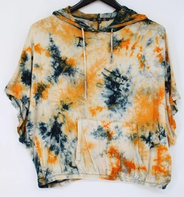 Coin 1804 Sudadera con Capucha Mujer XL Naranja Gris Tie Dye Manga Corta Pullover Canguro Foto 1 de 4