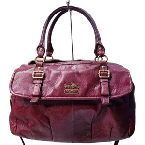 Coach Burgundy Plum Madison Leather Flap Carryall 18621 - Picture 1 of 12