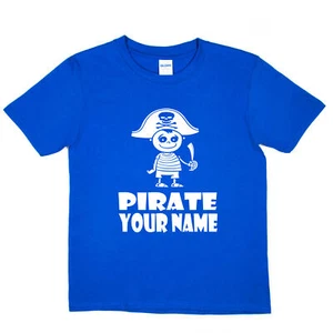 Kids Personalised Pirate T-Shirt With Your Name Funny Pirate Tee Boys Girls - Picture 1 of 8