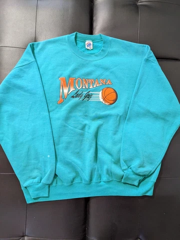 Vintage University of Montana Grizzlies Pullover Sweatshirt Retro Green XXL Cover
