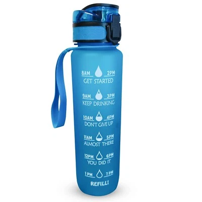 Sports Motivational Drinking Water Bottle With Time Marker 32 Oz BPA Free - Image 1 of 4