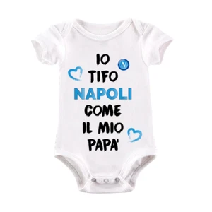 Body divertente neonato a maniche corte "IO TIFO NAPOLI COME IL MIO PAPà" - Zdjęcie 1 z 2