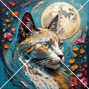 Unique Original Cat Portrait - Digital Image Background (Printable) ART. - Picture 1 of 3