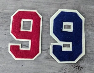 Vintage 99 Or 66 Blue & Red Number Varsity Letterman Embroidery Iron On Patches - Picture 1 of 4
