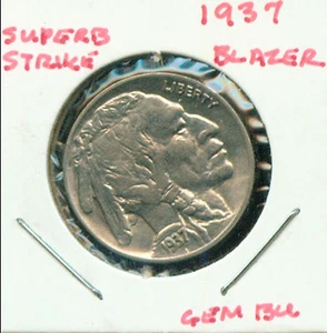 1937 BUFFALO NICKEL GEM BU (3G916) LOW MINTAGE COIN - Picture 1 of 2