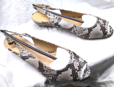 Talbots Women Snake Print Heel Slingback Sandals Brazil Open Toe Size 7 NEW - Image 1 of 4