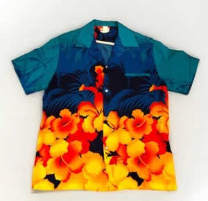 Camicia hawaiana vintage Kole Kole anni 70 colletto palme fiori uomo XL - Foto 1 di 7