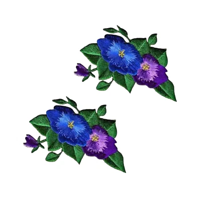 Parche floral para planchar (paquete de 2) pensamientos azules y morados Foto 1 de 4