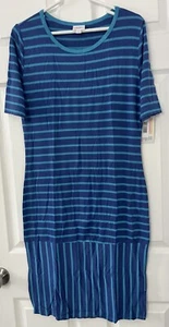 Lularoe Julia Kleid gestreift blau Größe L neu - Bild 1 von 4