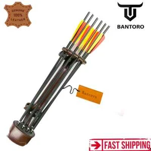 Arrows Holder Box Outdoor Shooting Hunt Leather Archery Quiver Buckle Type Bows - Picture 1 of 11