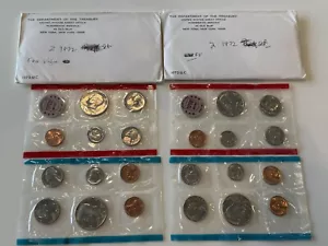 (2) 1972 P & D US Mint Uncirculated Sets 22 Coins OGP Original Envelopes - Picture 1 of 11