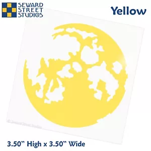 Yellow Full Moon Vinyl Decal, Luna Window Sticker #1328-YL - Picture 1 of 5
