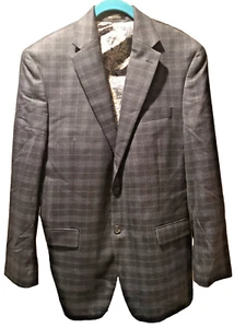 Lauren Ralph Lauren blazer sport coat jacket 40R gray blue plaid,  paisley lined - Picture 1 of 5