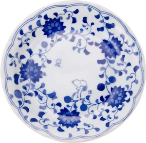 Kaneshotouki Cacahuetes Snoopy Índigo Arabesco 16,5 cm Plato + Caja de Regalo Japón Nuevo - Imagen 1 de 5