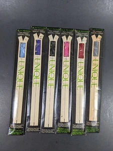 Lot of Vintage Zippers Unique Invisible Colorful Lot of 6 Sewing Supply 16-18" - Picture 1 of 6