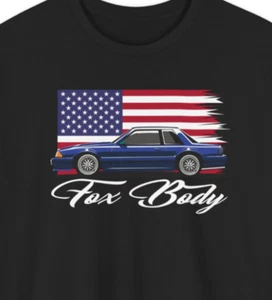 Mustang Foxbody T-Shirt - American Flag Graphic Retro Muscle Car Tee - Picture 1 of 9