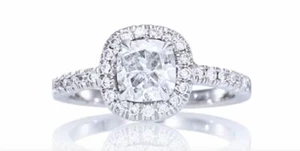 2.20ct White Cushion Lab Created Diamond 14K White Gold Engagement Unique Ring - Picture 1 of 5