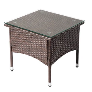 20" Patio Side Table, Wicker Square End Table, Rattan Coffee Table w/ Tabletop - Picture 1 of 21
