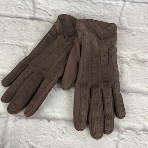 Vintage Isotoner Warm-Ups Aris Dark Brown Chevron Gloves Women’s Medium - Picture 1 of 4