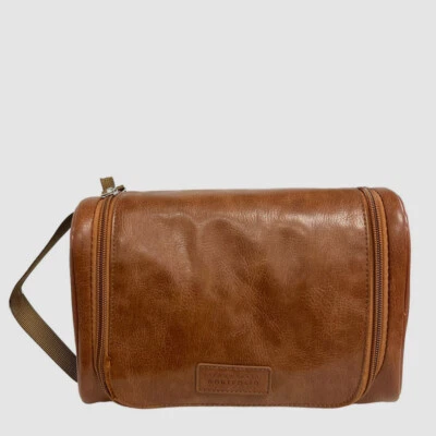 $49 Perry Ellis Para hombres Estuche Marrón Viaje Colgante Afeitado Kit de Aseo Bolsa Foto 1 de 4