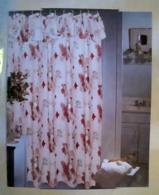 Nuevo Popular Tela Baño Ducha Cortina Globo Cenefa Rosas Verdes 70x72 Foto 1 de 4