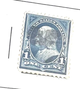 Blue Benjamin Franklin 1 Cent Stamp nice cancletion. - Picture 1 of 5