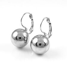 Sterling Silver Plated Smooth Plain Ball Drop Earrings New UK Gift Idea