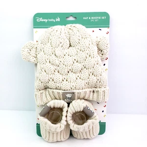 Disney Baby Winnie The Pooh Baby Cream Warm Knit Hat & Bootie 2 Pc Set - Picture 1 of 6